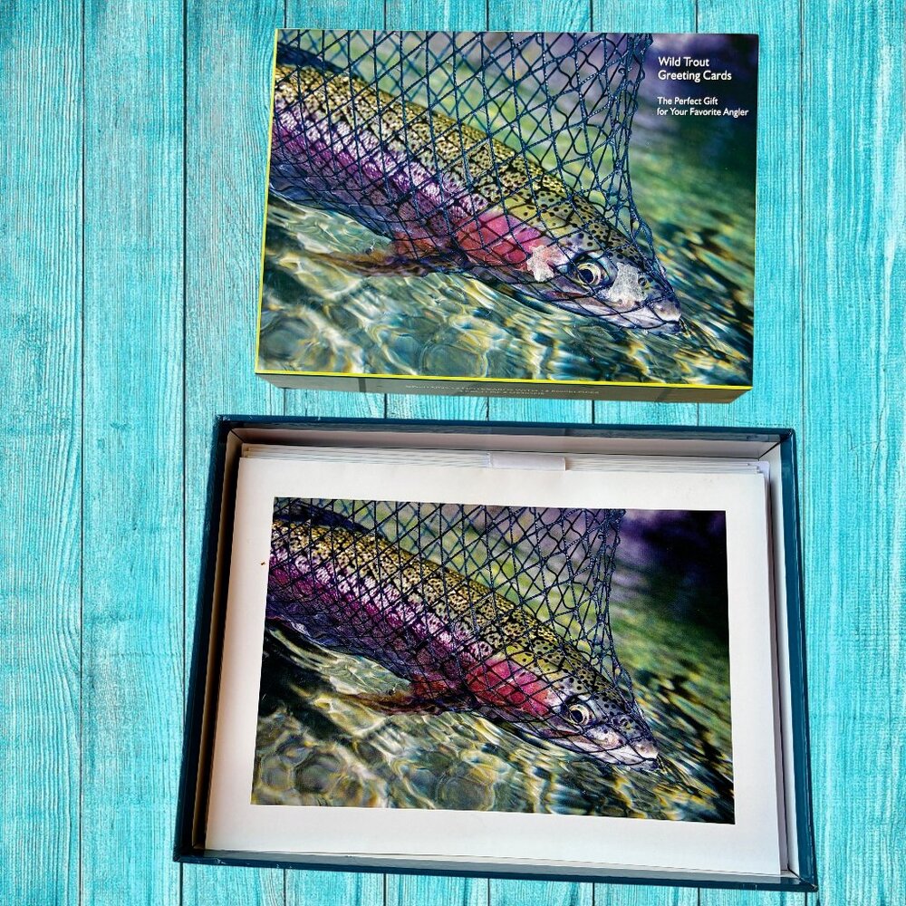 WILD TROUT Stationery Note Greeting Cards Blank 12 Cards + Envelopes Box